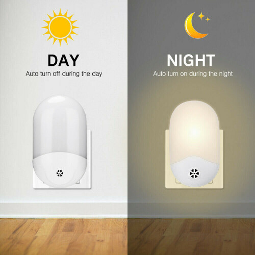 Automatic 2 LED Sensor Night Light Wall Plug In Warm Dusk to Dawn 1