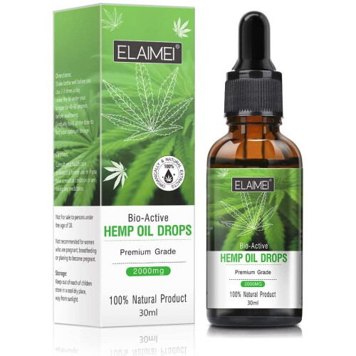 ELAIMEI Huile de Chanvre Bio-Active 2000mg - 30ml