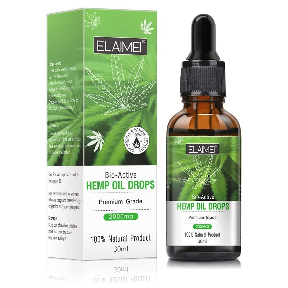 ELAIMEI Bio-Active Organic Hemp Oil Drops 2000mg â 30ml