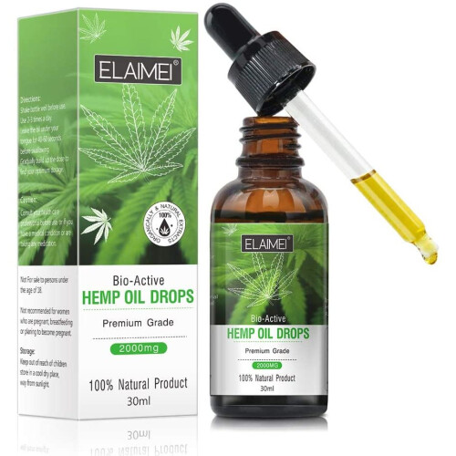 ELAIMEI Huile de Chanvre Bio-Active 2000mg - 30ml 1