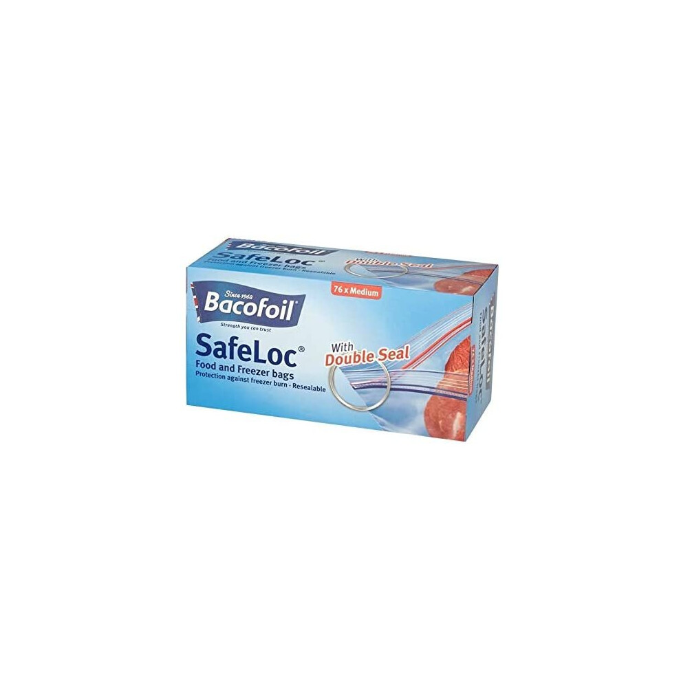 Bacofoil Safeloc Food And Freezer Medium Bags, 76 Bags