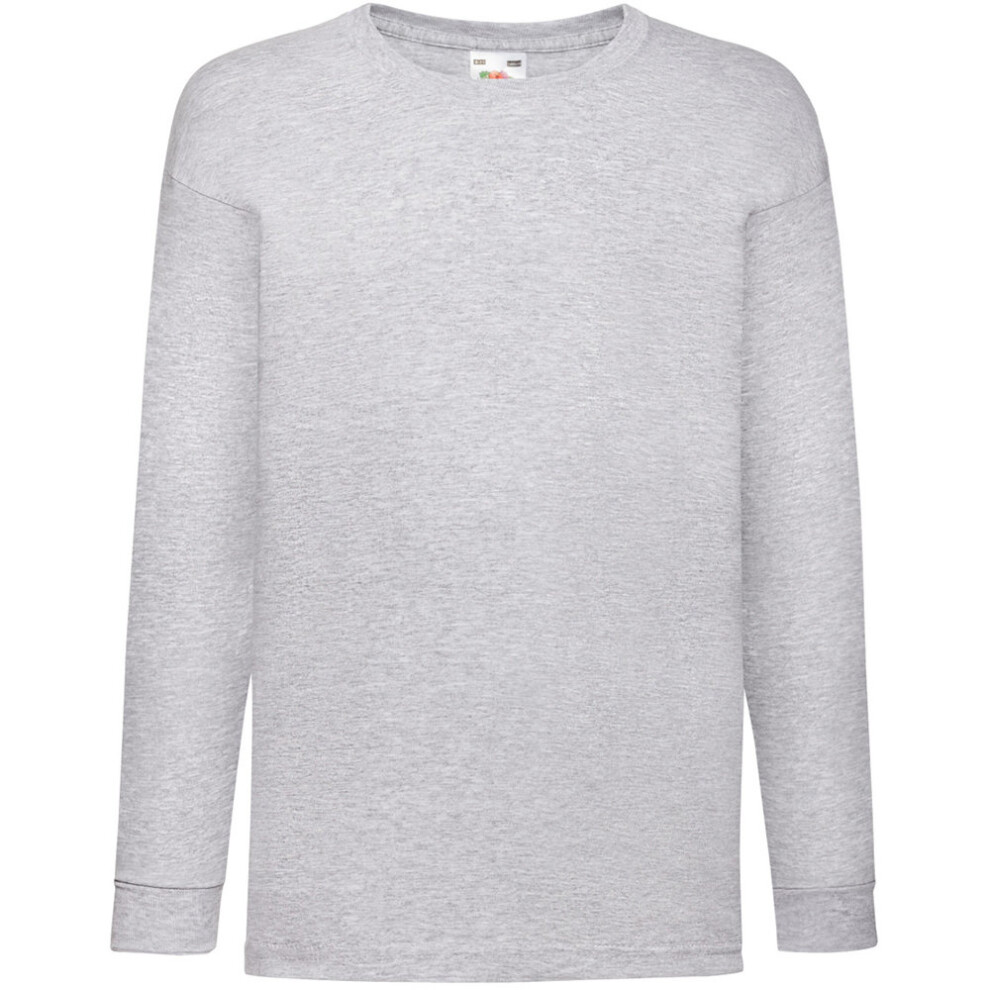 (7-8, Heather Grey) Fruit Of The Loom Childrens/Kids Long Sleeve T-Shirt