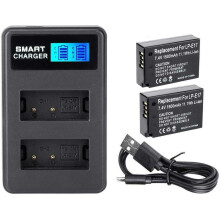 2 Pack 1500mAh LP-E17 Battery USB Dual Charger Set for Canon EOS M3 M5 M6 750D 77D 200D 800D 8000D Rebel T6i T7i