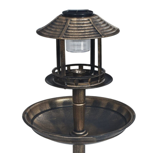 VidaXL vidaXL Decorative Birdbath with Solar Powered LED Lights Plastic Bird Feeder 2