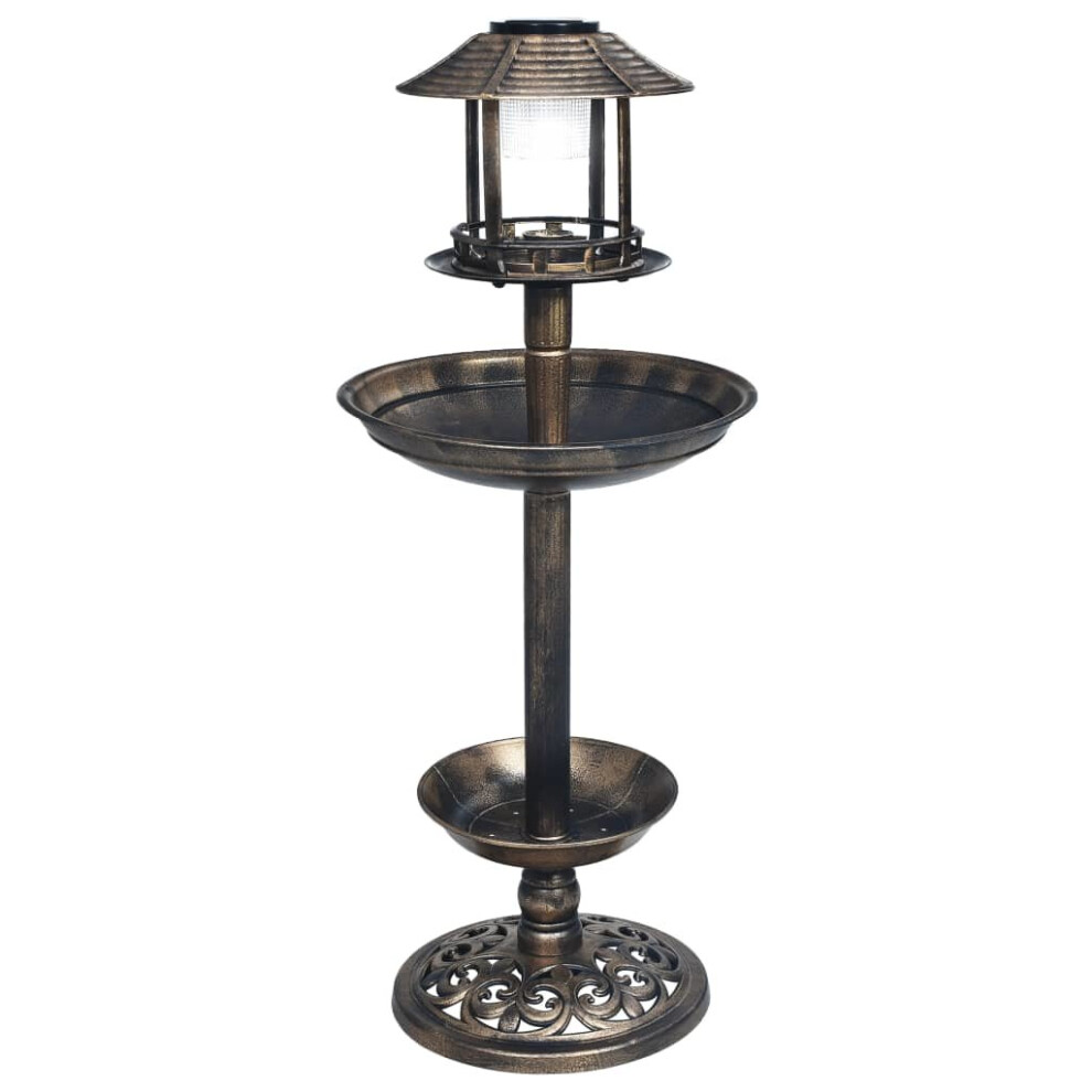 vidaXL Decorative Birdbath with Solar Powered LED Lights Plastic Bird Feeder