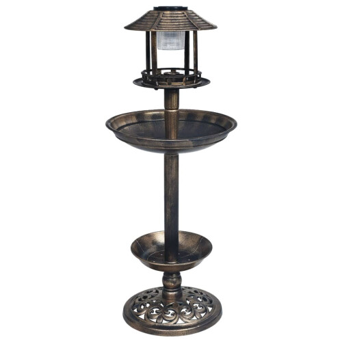 VidaXL vidaXL Decorative Birdbath with Solar Powered LED Lights Plastic Bird Feeder 1
