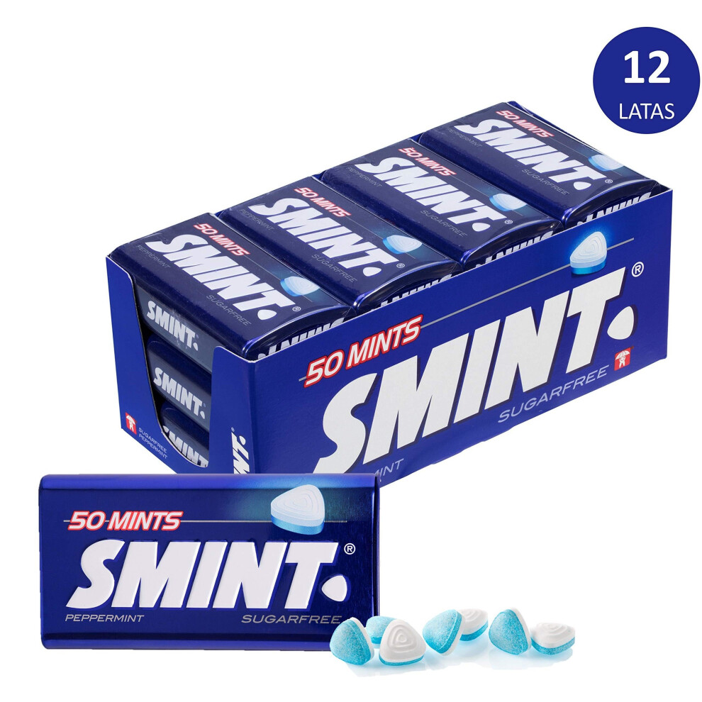 Smint Mints Peppermint, Sugar Free, 12 Packs with 50 Mints