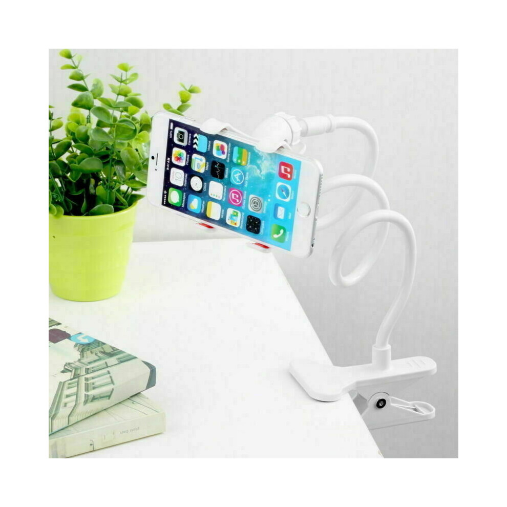 Ranpo Universal Phone Holder Clip Lazy Bracket Flexible Long Arms Mount White