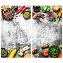 (Veggies) GEEZY Set of 2 Glass Chopping Cutting Board Induction Ceramic Hob Cover Worktop Saver