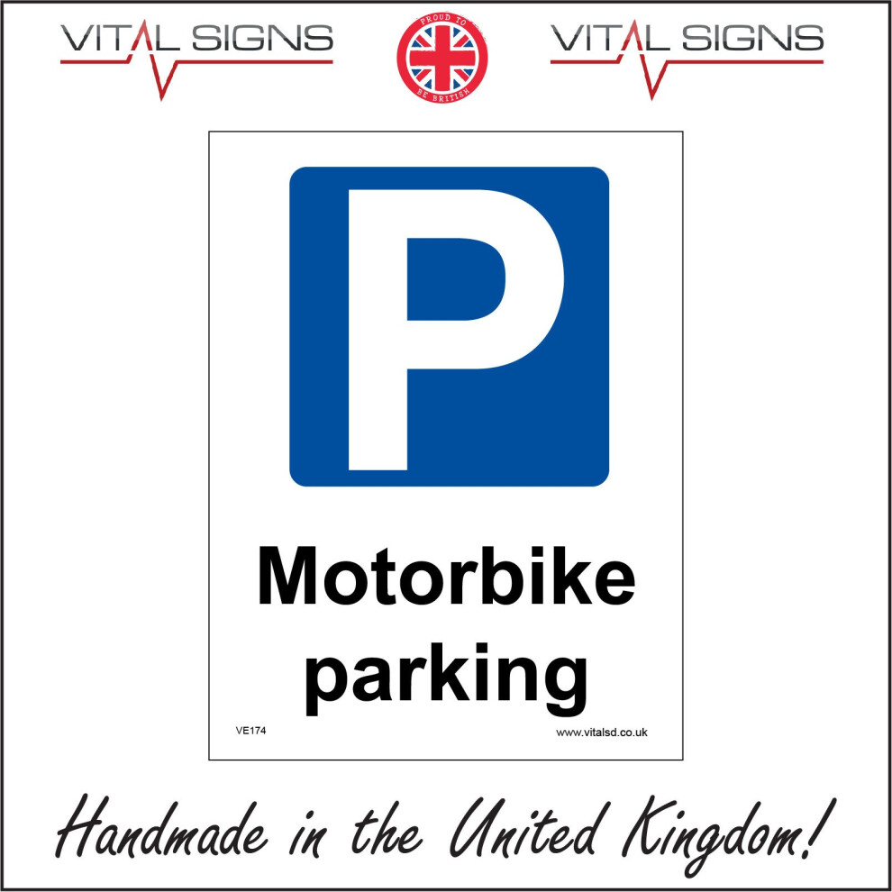 (200 x 300mm - 8 x 12, Magnetic - Vehicle Grade) MOTORBIKE PARKING SIGN VE174 SAFETY STICKER RIGID INDOOR OUTDOOR-image-OPC-P5X8TW7-NEW