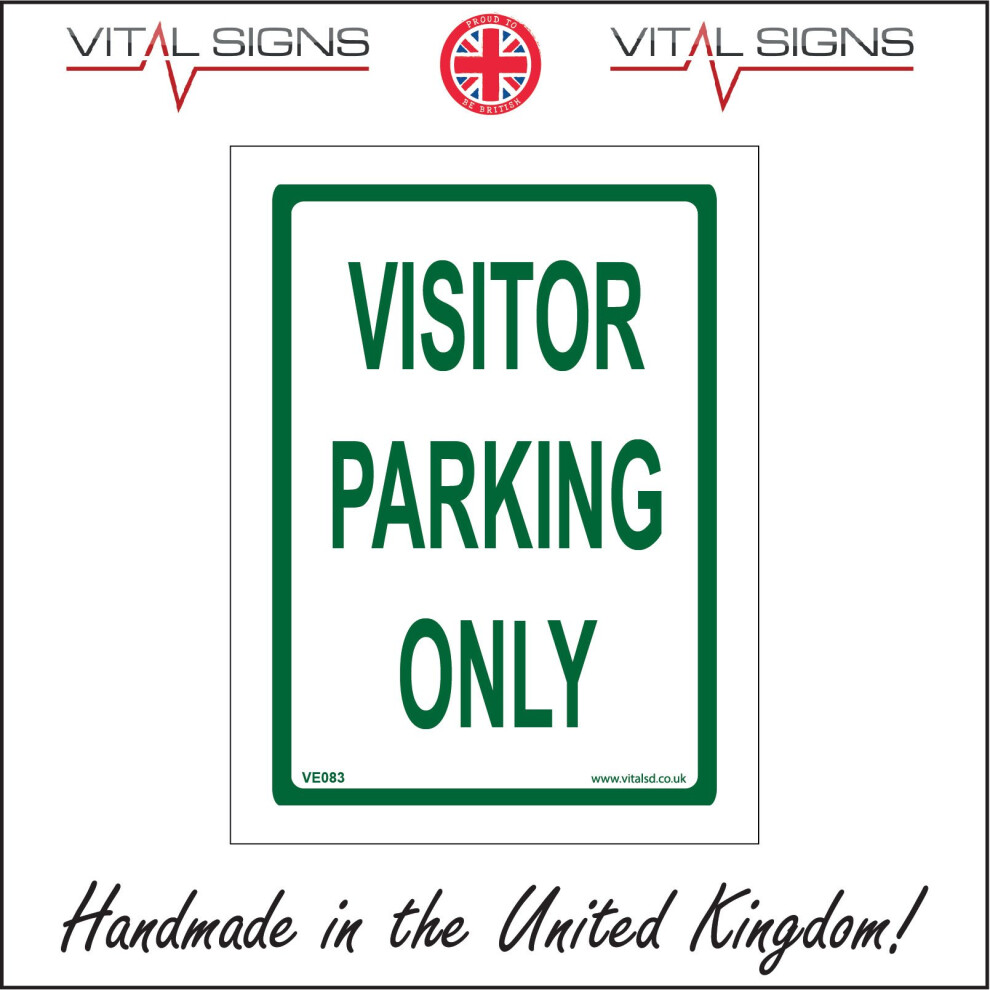 (100 x 150mm - 4 x 6, 1mm Pvc Foamex) VISITOR PARKING ONLY SIGN VE083 SAFETY STICKER RIGID INDOOR OUTDOOR-image-OPC-P5X8VJ9-NEW