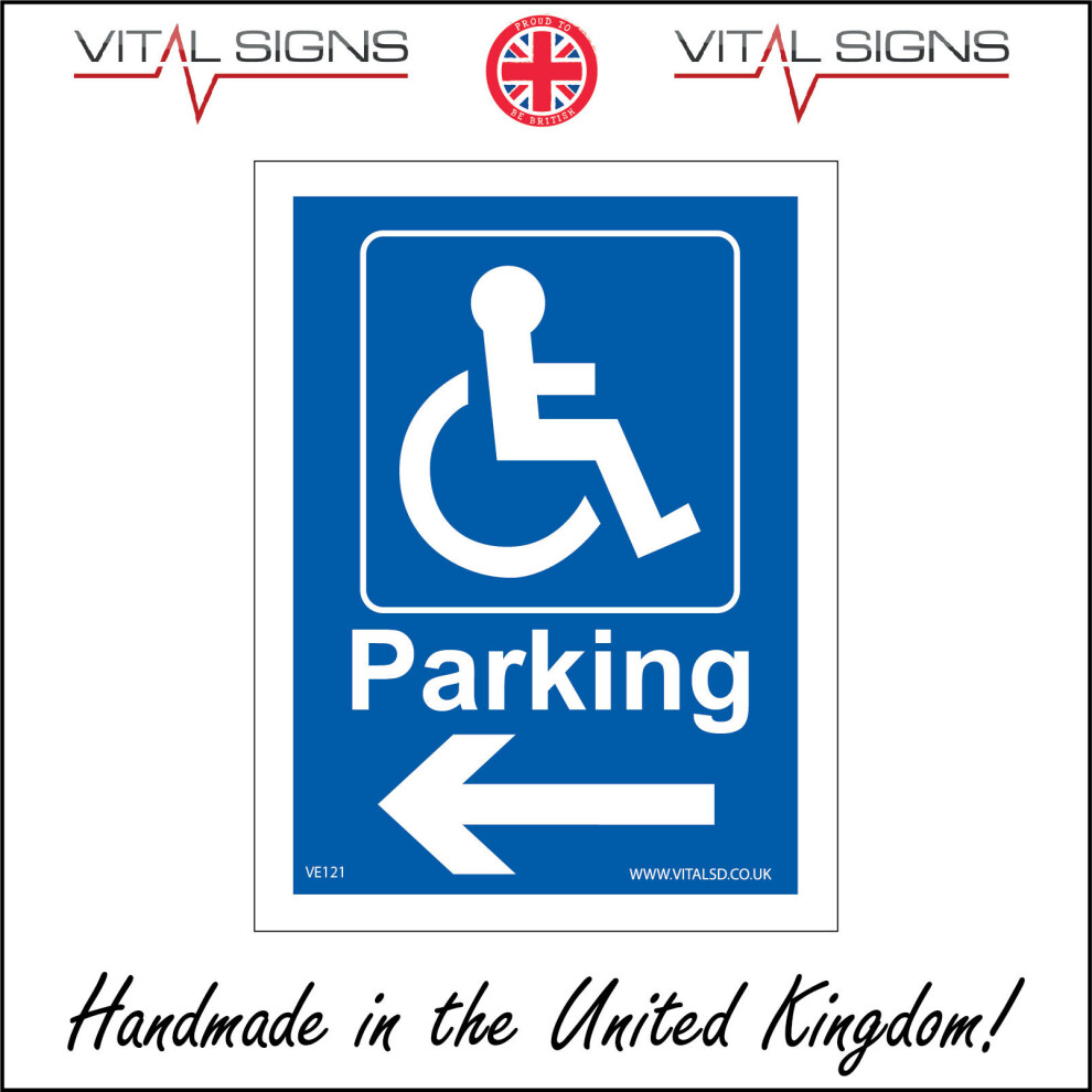 (100 x 150mm - 4 x 6, 10mm Extra Heavy Duty Foamex Foamboard) DISABLED PARKING ARROW LEFT SIGN VE121 SAFETY STICKER RIGID INDOOR OUTDOOR-image-OPC-P5X8WDR-NEW