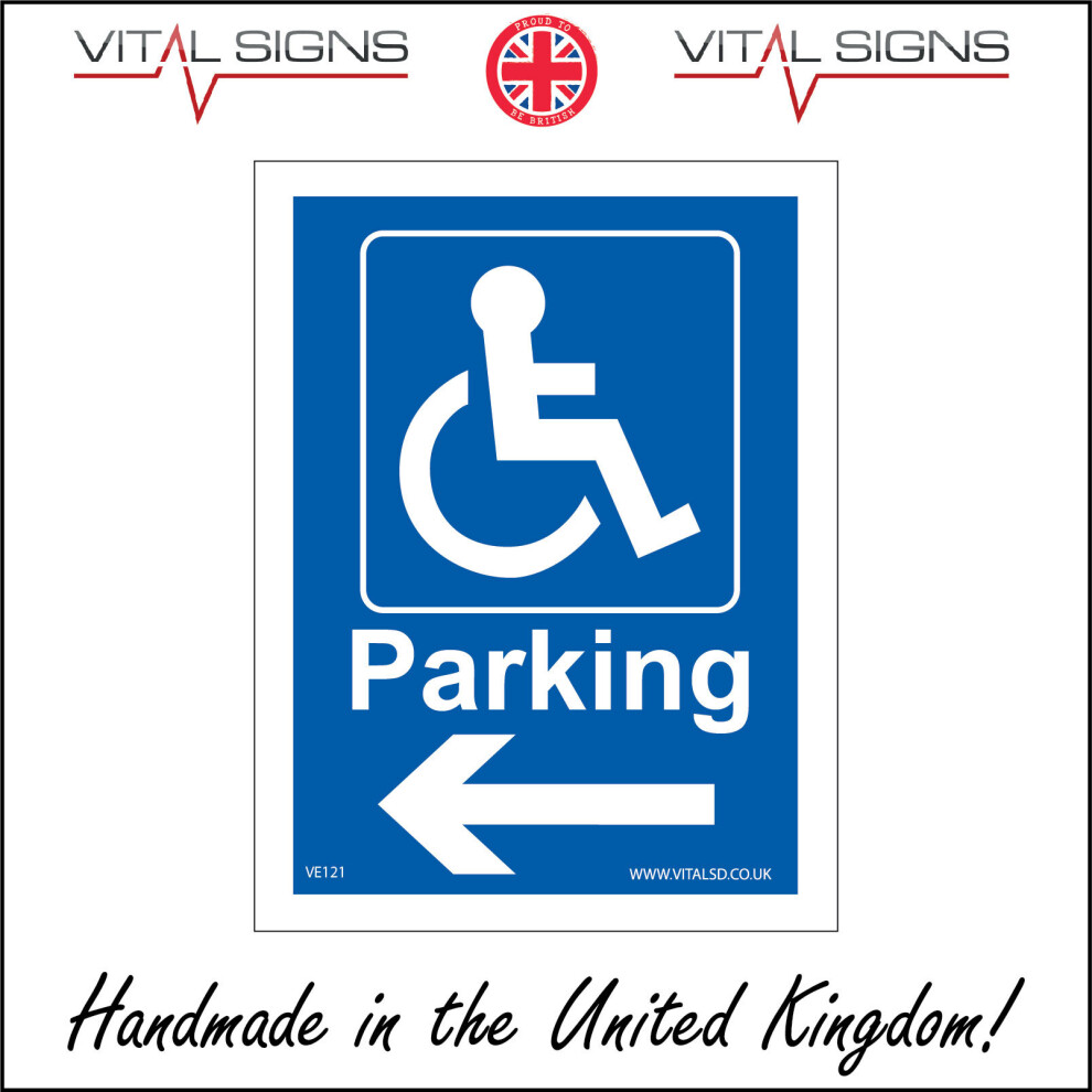 (100 x 150mm - 4 x 6, 5mm Heavy Duty Foamex Foamboard) DISABLED PARKING ARROW LEFT SIGN VE121 SAFETY STICKER RIGID INDOOR OUTDOOR-image-OPC-P5X8WDJ-NEW