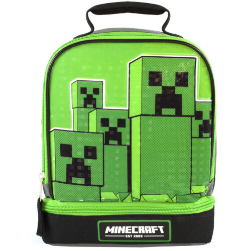 Minecraft Minecraft Kids Lunchbox Creeper Zip Compartment Green Lunch bag