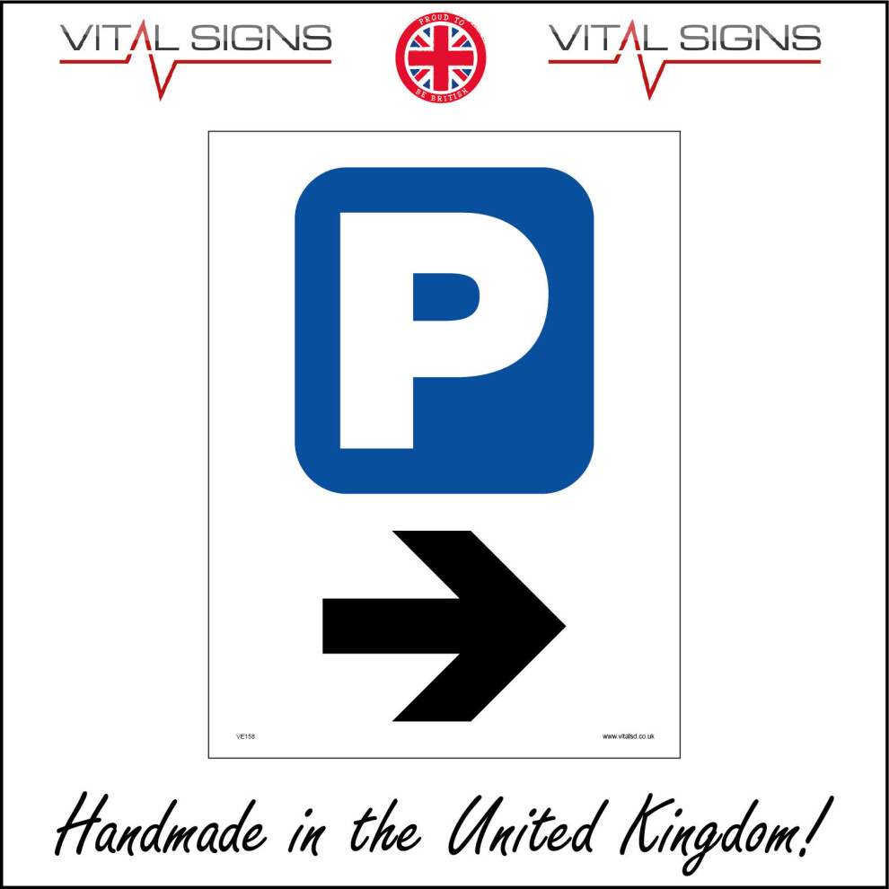 (300 x 400mm - 12 x 16, 1mm Pvc Foamex) PARKING RIGHT ARROW SIGN VE158 SAFETY STICKER RIGID INDOOR OUTDOOR-image-OPC-P5X965G-NEW