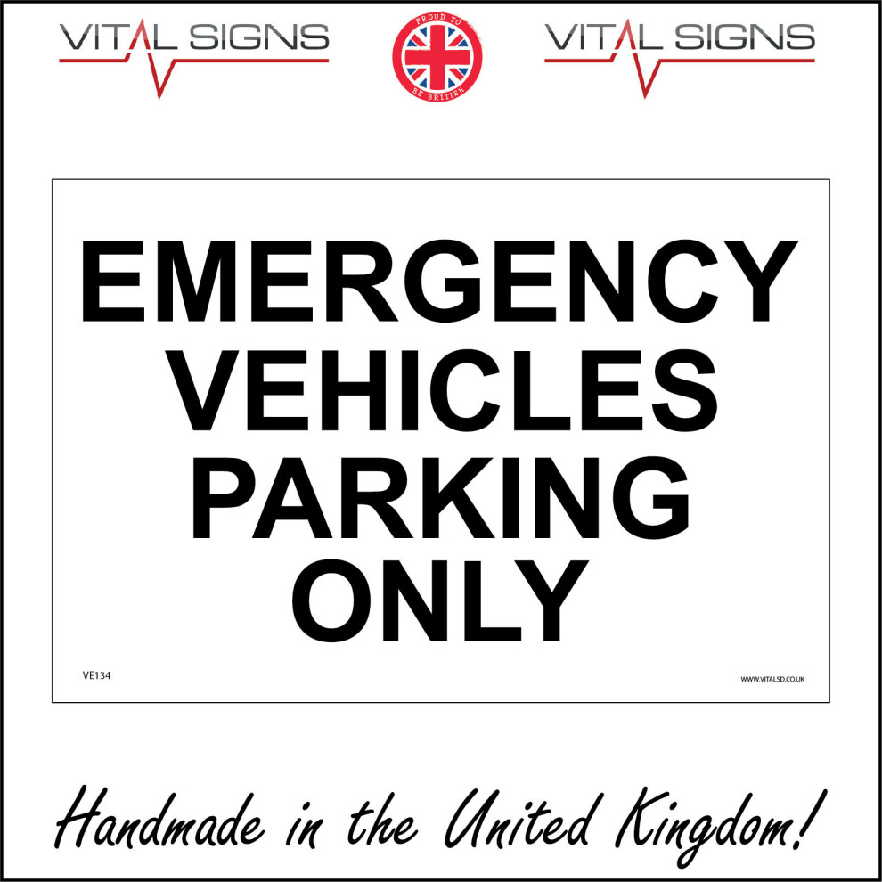 (600 x 450mm - 24 x 18, Magnetic - Vehicle Grade) EMERGENCY VEHICLES PARKING ONLY SIGN VE134 SAFETY STICKER RIGID INDOOR OUTDOOR-image-OPC-P5X99YS-NEW