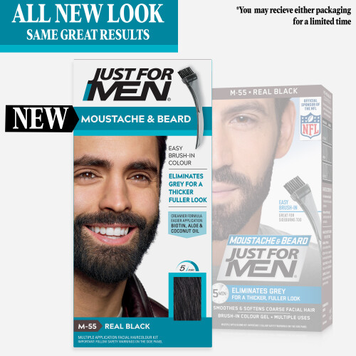 Just For Men Just For Men - M55 - Χρώμα μαλλιών προσώπου για μουστάκι και μούσι - Πραγματικό μαύρο