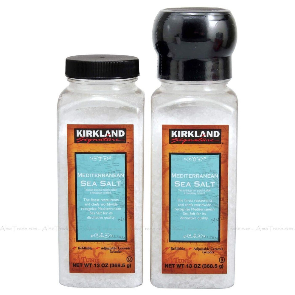 Kirkland Signature Mediterranean Sea Salt Spice Adjustable Grinder + Refill 737g