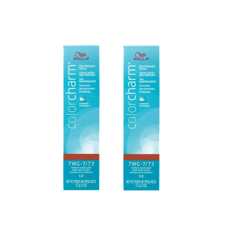 (7WG  – pack of 2) Wella Color Charm 7WG Medium Sandy Gold Demi – Permanent Haircolor