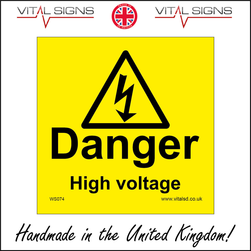 (200 x 200mm - 8 x 8, 1mm Pvc Foamex) WS074 DANGER HIGH VOLTAGE SIGN RISK OF INJURY DEATH ELECTRICITY SAFETY WARNING-image-OPC-P5X9JJG-NEW