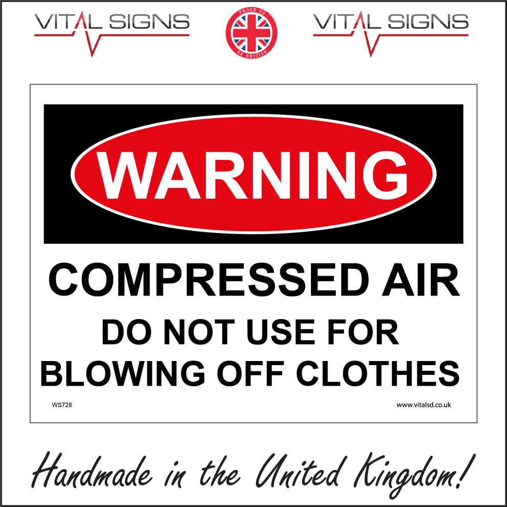 (400 x 300mm - 16 x 12, 3mm Standard Foamex Foamboard) WARNING COMPRESSED AIR SIGN WS728 SAFETY STICKER RIGID INDOOR OUTDOOR-image-OPC-P5X9JS2-NEW