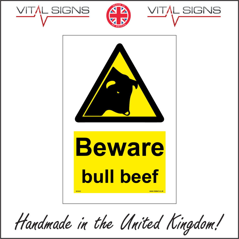 (400 x 600mm - 16 x 24, 10mm Extra Heavy Duty Foamex Foamboard) BEWARE BULL BEEF SIGN WS640 SAFETY STICKER RIGID INDOOR OUTDOOR-image-OPC-P5X9MZW-NEW