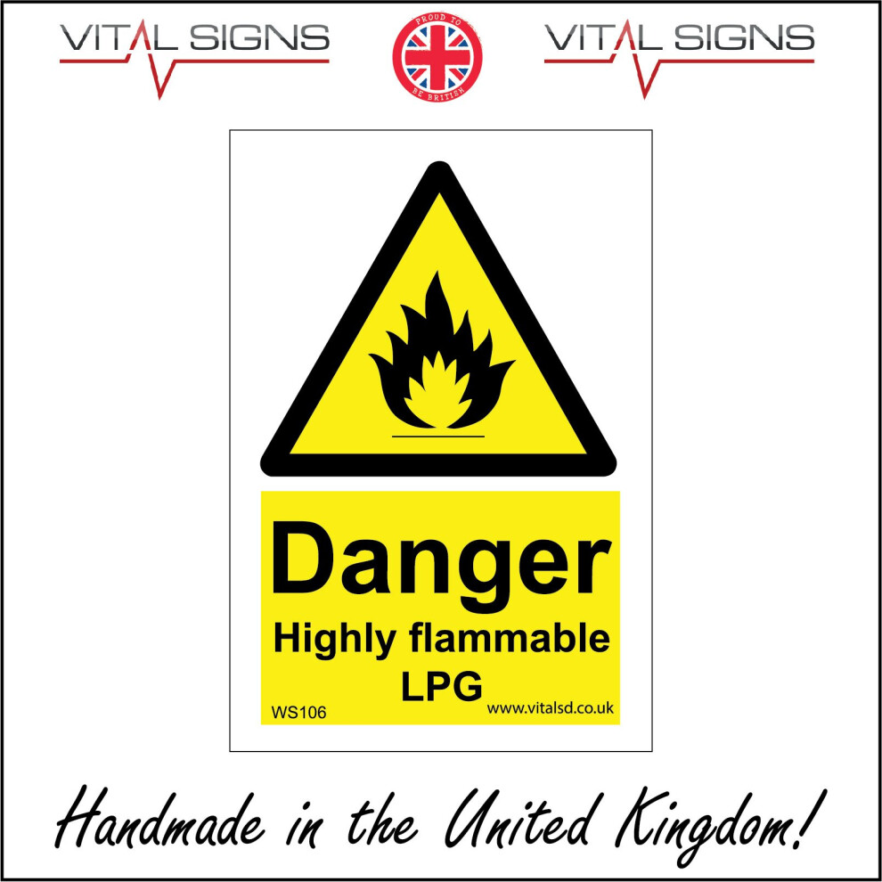 (150 x 200mm - 6 x 8, 5mm Heavy Duty Foamex Foamboard) WS106 Danger Highly Flammable Lpg SIGN petrol fuel fire warning safety hot-image-OPC-P5X9NWS-NEW