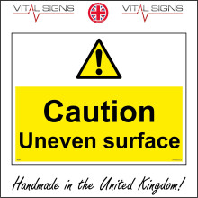 (300 x 200mm - 12 x 8, 1mm Pvc Foamex) WS944 Caution Uneven Surface Not Level Warning Beware Work Place Safety Sign