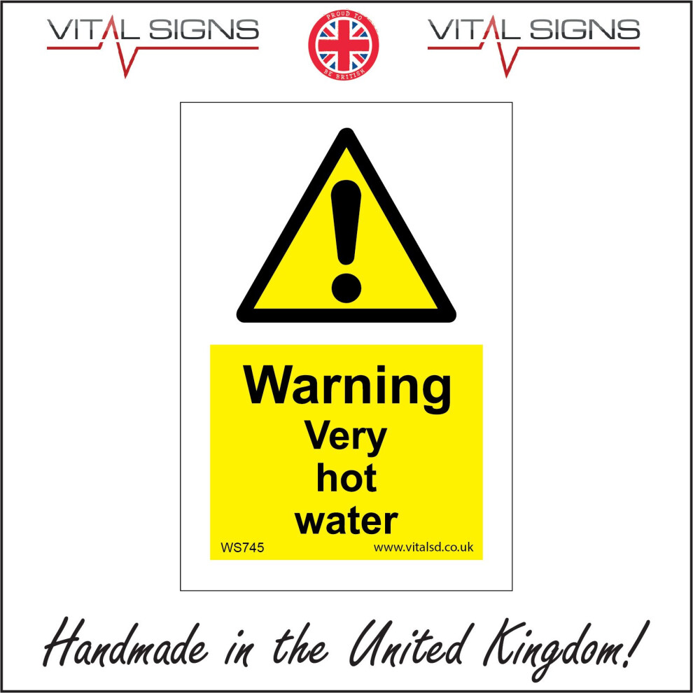 (150 x 200mm - 6 x 8, 10mm Extra Heavy Duty Foamex Foamboard) WARNING VERY HOT WATER SIGN WS745 SAFETY STICKER RIGID INDOOR OUTDOOR-image-OPC-P5X9RCD-NEW
