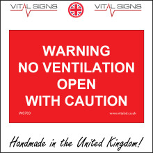 (300 x 200mm - 12 x 8, Magnetic - Vehicle Grade) WARNING NO VENTILATION OPEN WITH CAUTION SIGN WS763 SAFETY STICKER RIGID