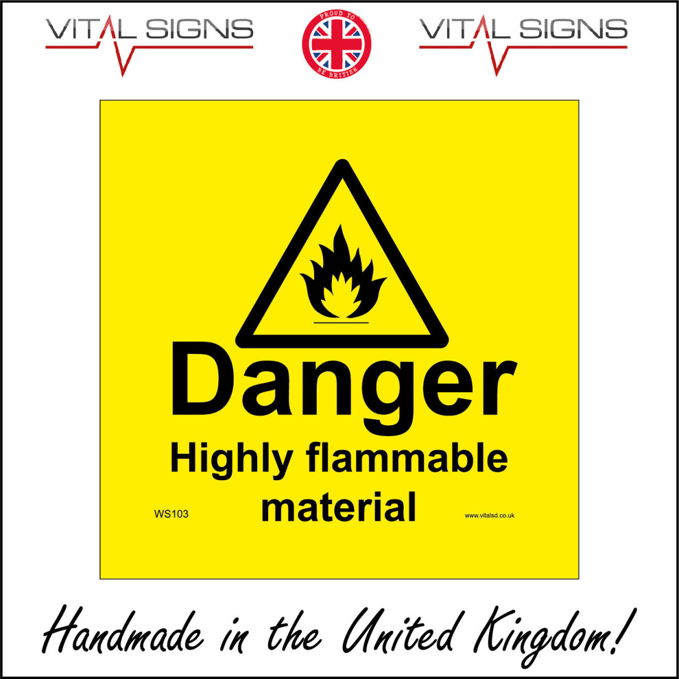 (900 x 900mm - 35 x 35, 10mm Extra Heavy Duty Foamex Foamboard) WS103 Danger Highly Flammable Material SIGN burn fire risk warning hot care-image-OPC-P5X9SQ7-NEW