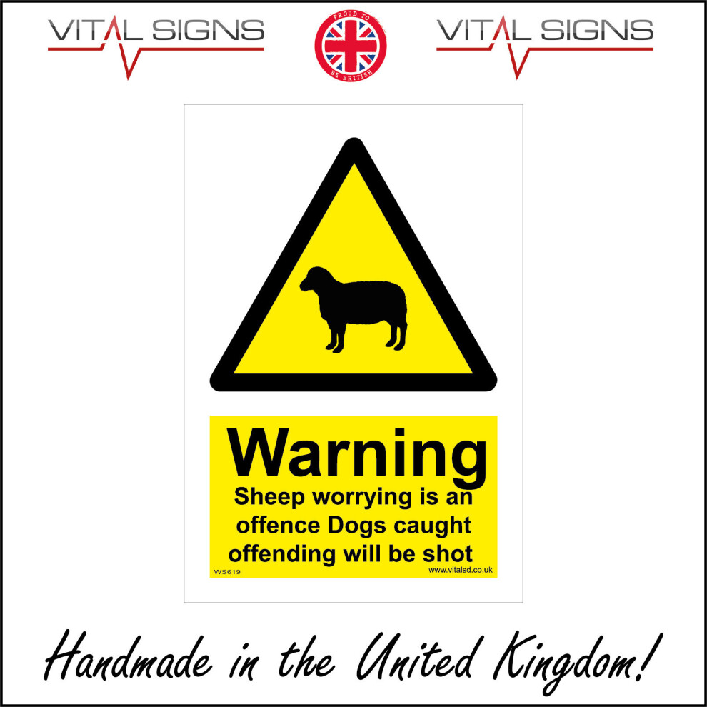 (450 x 600mm - 18 x 24, 10mm Extra Heavy Duty Foamex Foamboard) WARNING SHEEP WORRYING IS AN OFFENCE SIGN WS619 SAFETY STICKER RIGID-image-OPC-P5X9V87-NEW