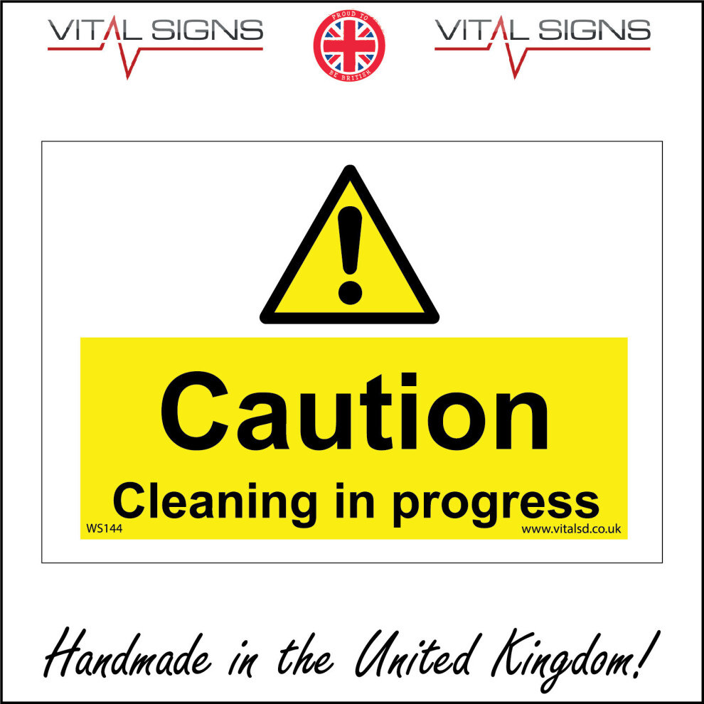 (200 x 150mm - 8 x 6, Sticker / Sav - White Background) WS144 Caution Cleaning In Progress SIGN slippery floor janitor warning wet-image-OPC-P5X9WJZ-NEW