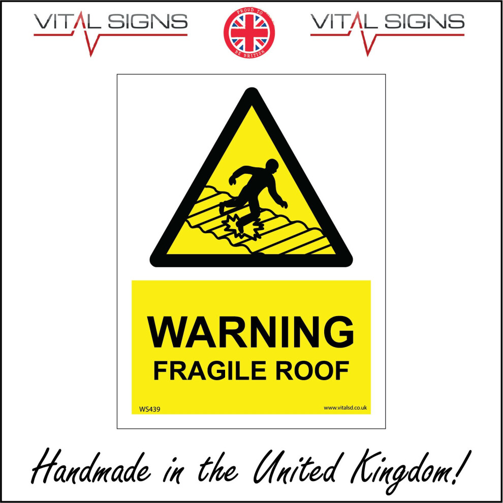 (150 x 200mm - 6 x 8, Magnetic - Vehicle Grade) WARNING FRAGILE ROOF SIGN WS439 SAFETY STICKER RIGID INDOOR OUTDOOR-image-OPC-P5X9YMC-NEW