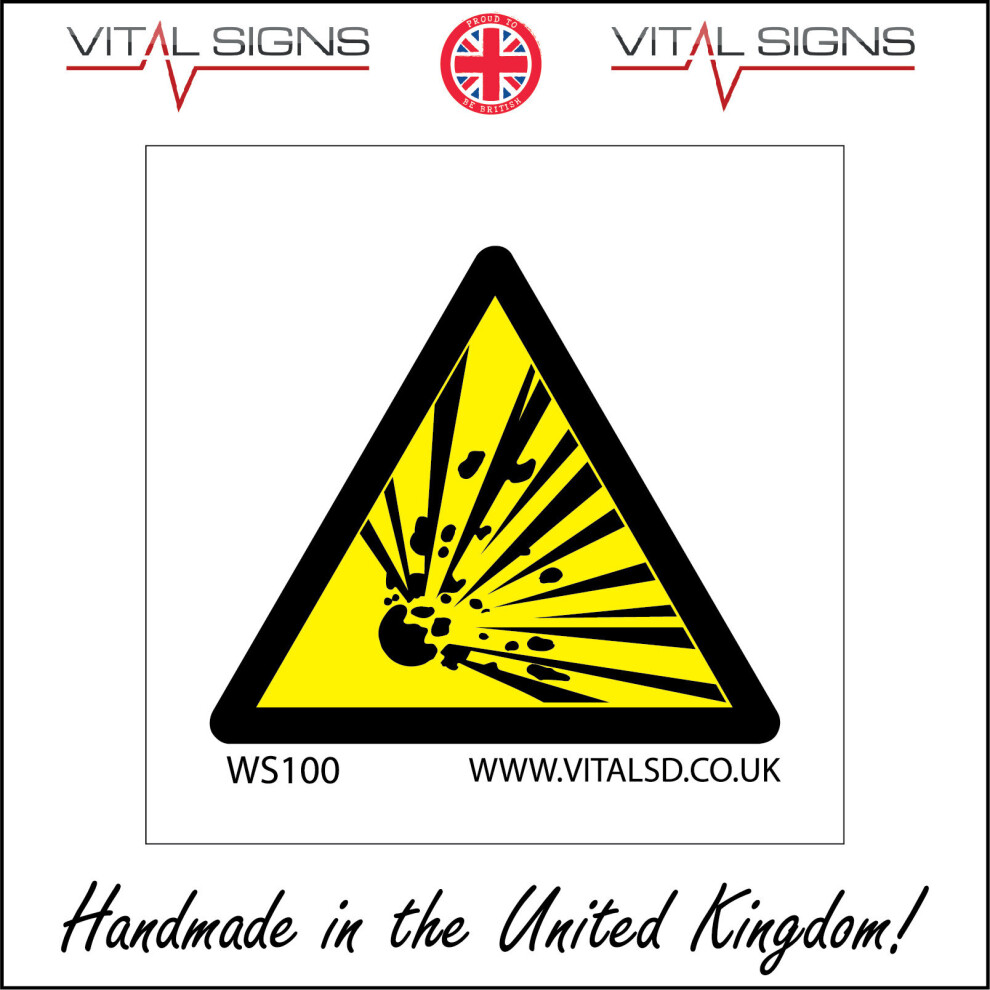 (600 x 600mm - 24 x 24, 1mm Pvc Foamex) WS100 Explosive SIGN warnng safety death bang loud caution keep out clear away-image-OPC-P5X9ZW2-NEW