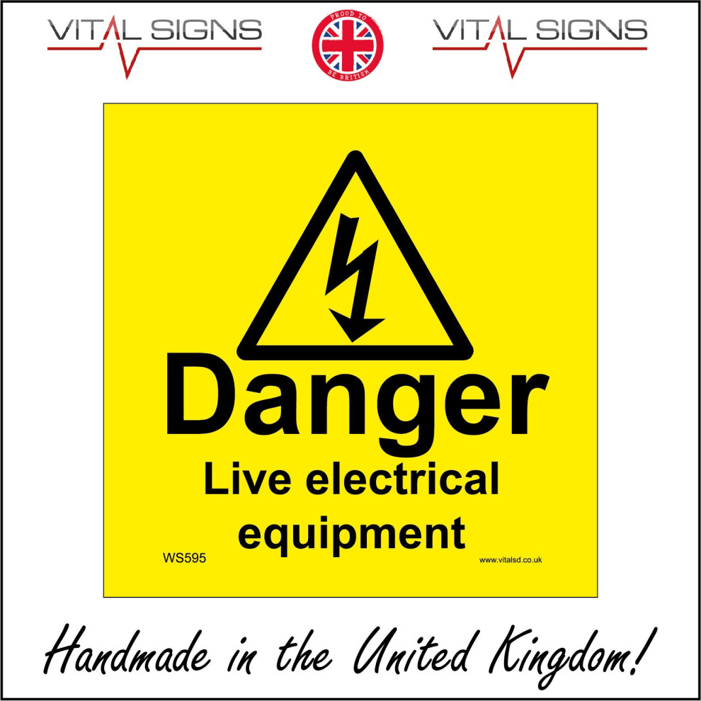 (1200 x 1200mm - 47 x 47, Dibond / Composite Aluminium) DANGER LIVE ELECTRICAL EQUIPMENT SIGN WS595 SAFETY STICKER RIGID INDOOR OUTDOOR-image-OPC-P5X9TWP-NEW