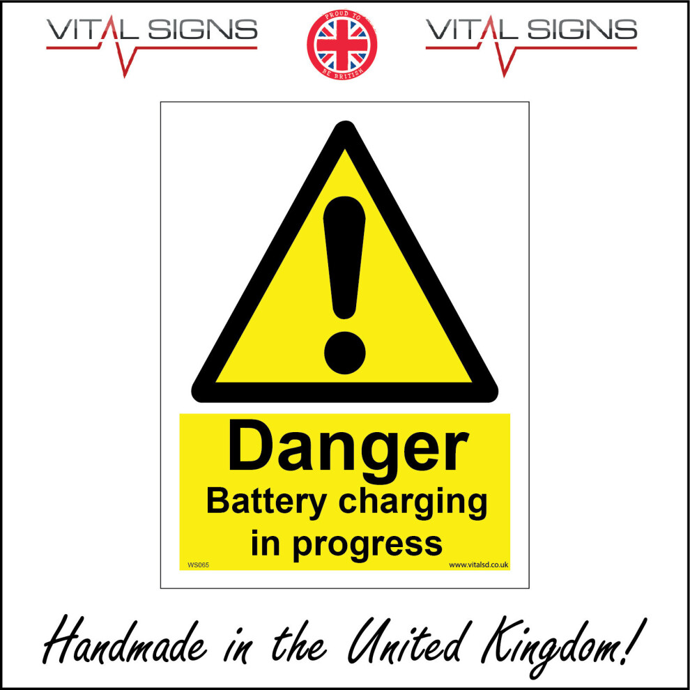 (450 x 600mm - 18 x 24, Sticker / Sav - White Background) WS065 DANGER BATTERY CHARGING IN PROGRESS SIGN AREA WORK PLACE CHARGE KEEP CLEAR-image-OPC-P5XBDDW-NEW