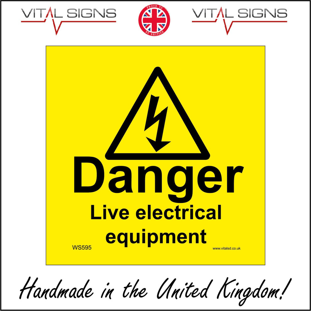 (300 x 300mm - 12 x 12, 3mm Standard Foamex Foamboard) DANGER LIVE ELECTRICAL EQUIPMENT SIGN WS595 SAFETY STICKER RIGID INDOOR OUTDOOR-image-OPC-P5X9TSX-NEW