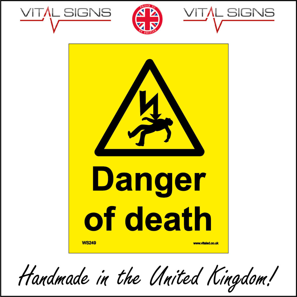 (300 x 400mm - 12 x 16, 10mm Extra Heavy Duty Foamex Foamboard) DANGER OF DEATH SIGN WS249 SAFETY STICKER RIGID INDOOR OUTDOOR-image-OPC-P5XBG5V-NEW