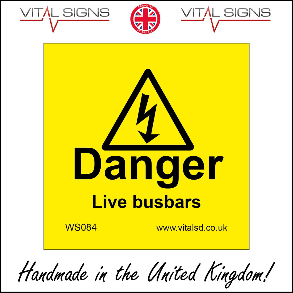 (1200 x 1200mm - 47 x 47, Sticker / Sav - White Background) WS084 DANGER LIVE BUSBARS SIGN TERMINALS ELECTRICITY WARNING SHOCK RISK HAZARD-image-OPC-P5XBFM7-NEW