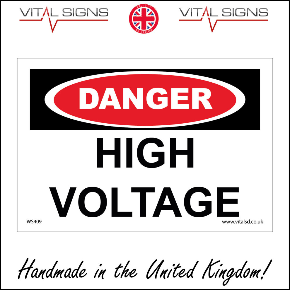 (150 x 100mm - 6 x 4, 10mm Extra Heavy Duty Foamex Foamboard) DANGER HIGH VOLTAGE SIGN WS409 SAFETY STICKER RIGID INDOOR OUTDOOR-image-OPC-P5XBGSZ-NEW