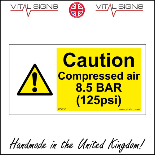 Compressed Air Point Sticker Design (600 x 300mm - 24 x 12, Sticker / Sav - White Background) WS950 Caution ...