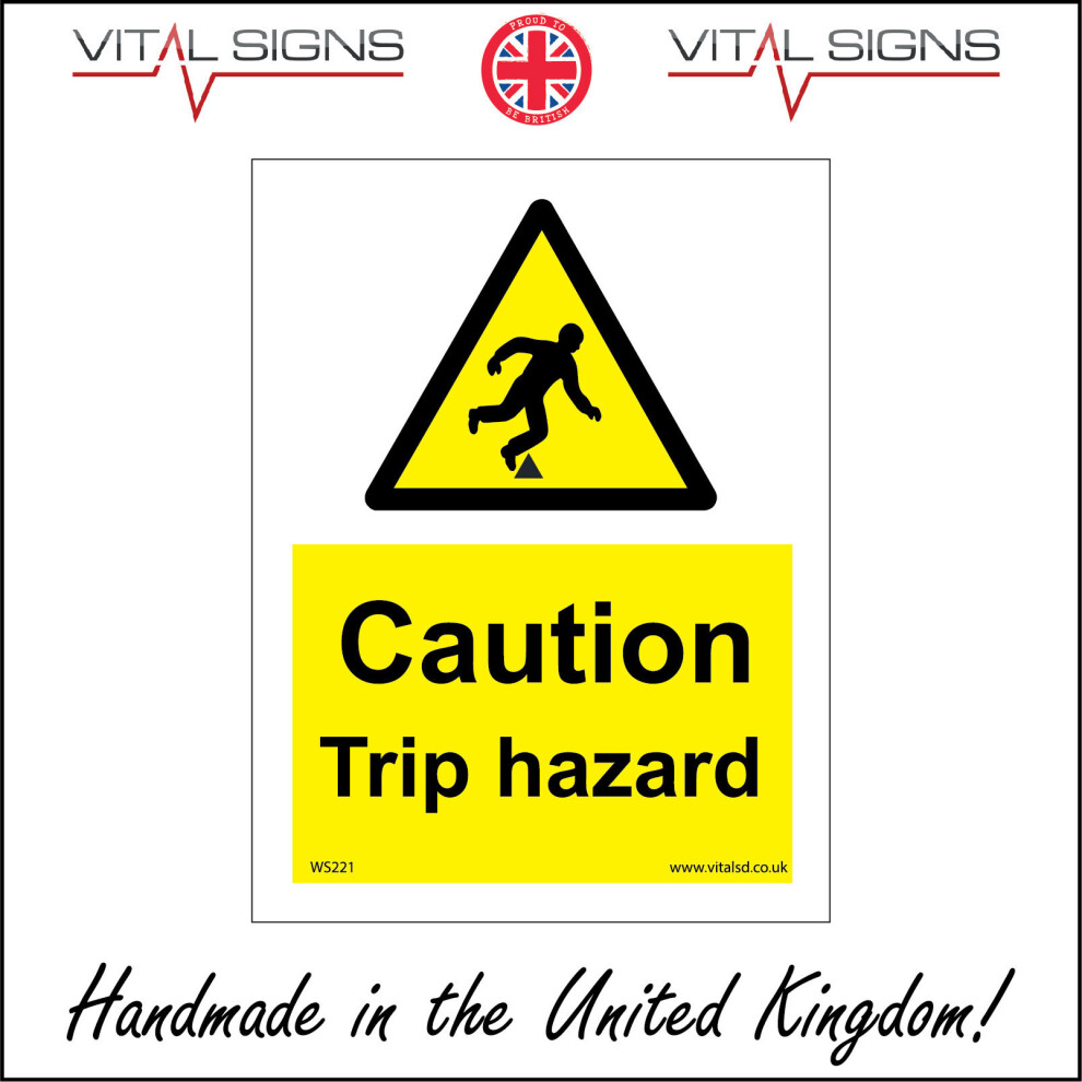(100 x 150mm - 4 x 6, Magnetic - Vehicle Grade) CAUTION TRIP HAZARD SIGN WS221 SAFETY STICKER RIGID INDOOR OUTDOOR