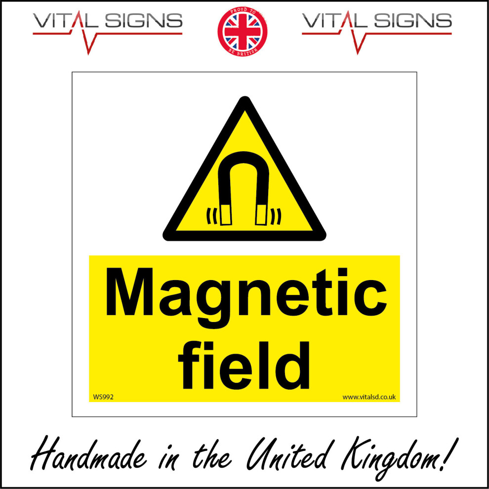 (150 x 150mm - 6 x 6, 3mm Standard Foamex Foamboard) WS992 Magnetic Field Danger Harmful To Health Keep Clear Restricted Area Sign-image-OPC-P5XBYNC-NEW