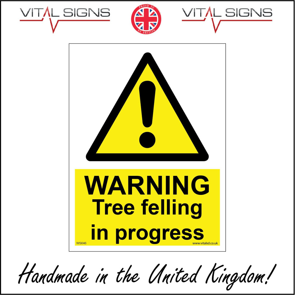 (300 x 200mm - 12 x 8, 10mm Extra Heavy Duty Foamex Foamboard) WARNING TREE FELLING IN PROGRESS SIGN WS646 SAFETY STICKER RIGID INDOOR OUTDOOR-image-OPC-P5XBZ2V-NEW