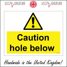 (300 x 200mm - 12 x 8, Sticker / Sav - White Background) CAUTION HOLE BELOW SIGN WS638 SAFETY STICKER RIGID INDOOR OUTDOOR