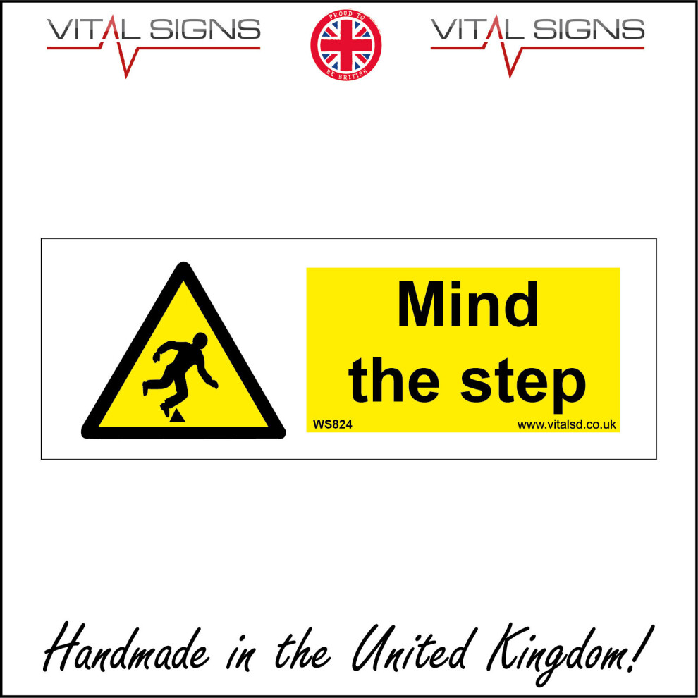 (300 x 100mm - 12 x 4, Magnetic - Vehicle Grade) MIND THE STEP SIGN WS824 SAFETY STICKER RIGID INDOOR OUTDOOR Buy 2 get 1 Free-image-OPC-P5XC9JM-NEW