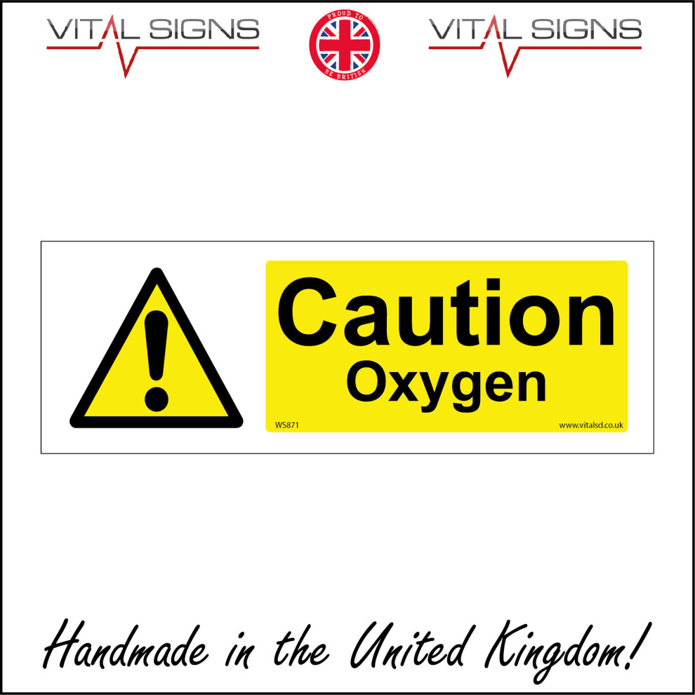 (300 x 100mm - 12 x 4, 10mm Extra Heavy Duty Foamex Foamboard) CAUTION OXYGEN SIGN WS871 SAFETY STICKER RIGID INDOOR OUTDOOR-image-OPC-P5XBX9N-NEW