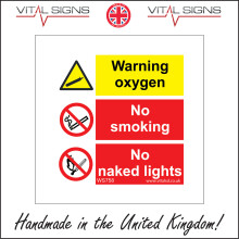 (200 x 200mm - 8 x 8, Sticker / Sav - White Background) WARNING OXYGEN NO SMOKING NO NAKED LIGHTS SIGN WS758 SAFETY STICKER RIGID