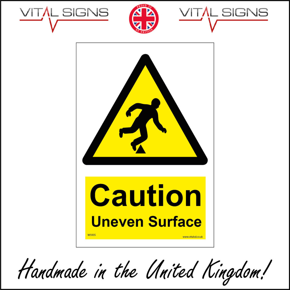 (200 x 300mm - 8 x 12, 10mm Extra Heavy Duty Foamex Foamboard) WS935 Caution Uneven Surface Sign safety trip hazard fall path pavement road-image-OPC-P5XCQPD-NEW